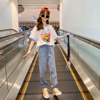 Pure Cotton material Girls Summer T-Shirt New Foreign Style