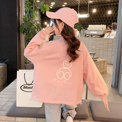 Pure Cotton Teen Girls Sporty Zip Up Jacket Breathable Cartoon Pattern