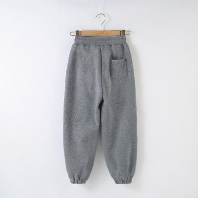 Cotton Blended Embroidered Loose Grey Girls Joggers Pants Plus Velvet Thickened