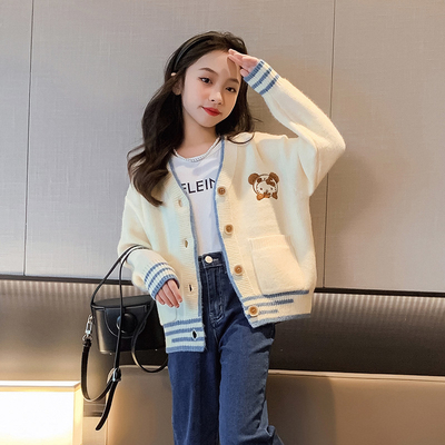 4-16 Years Old Childrens Cardigan Sweaters Coat Embroidery Breathable