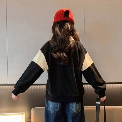 Children's cashmere padded sweater autumn and winter girls' warm one cashmere print coat for ages 4 to 16.