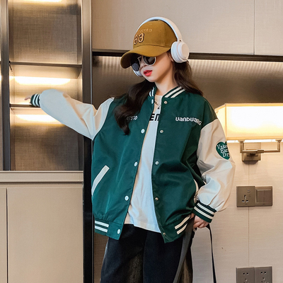 Fashion Skin Friendly Warm Childrens Coats Round Collar Baseball Jacket