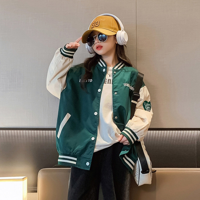 Fashion Skin Friendly Warm Childrens Coats Round Collar Baseball Jacket