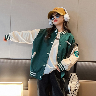 Fashion Skin Friendly Warm Childrens Coats Round Collar Baseball Jacket