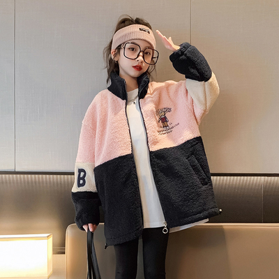 Embroidery Craft Lamb Fleece Jacket Autumn Winter Thickened Girls Cotton Padded Coat