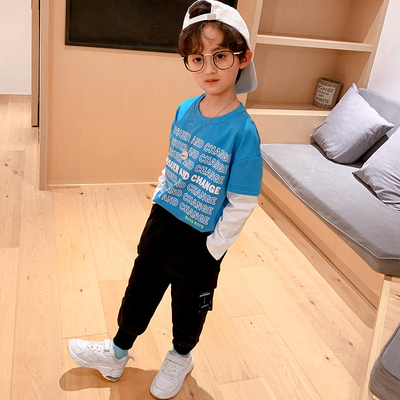 Children's suit Multi-color printed boys' spring and autumn two-piece suit, suitable for children aged 5-15