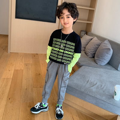 Children's suit Multi-color printed boys' spring and autumn two-piece suit, suitable for children aged 5-15