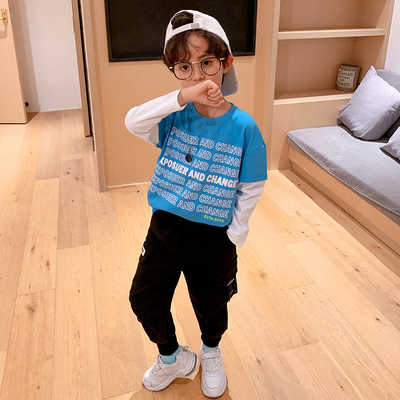 Children's suit Multi-color printed boys' spring and autumn two-piece suit, suitable for children aged 5-15