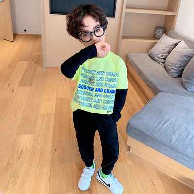 Leisure Fake Two Piece Boys T Shirt Multi Color