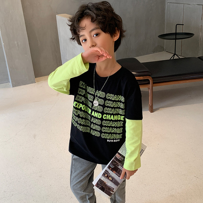 Leisure Fake Two Piece Boys T Shirt Multi Color