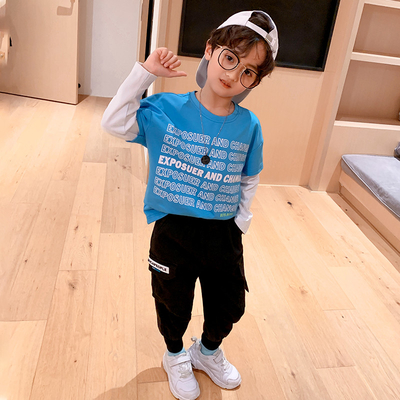 Leisure Fake Two Piece Boys T Shirt Multi Color