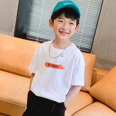 Pure Cotton T Shirt Childrens Summer Clothes Breathable Cool Boys Short Sleeved Top