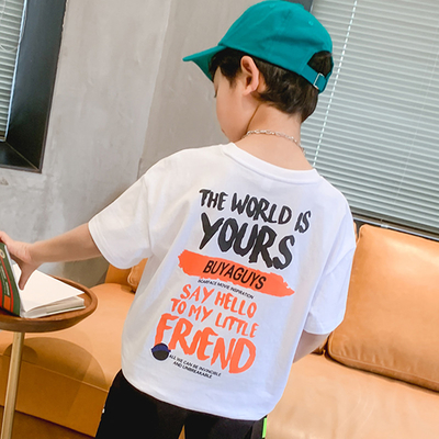 Pure Cotton T Shirt Childrens Summer Clothes Breathable Cool Boys Short Sleeved Top