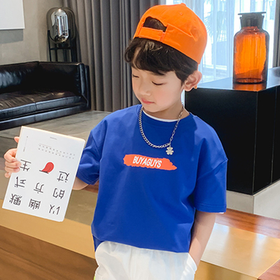 New Children's Summer T-shirt pure cotton sports breathable cool short sleeved top is suitable for boys aged 4-15
