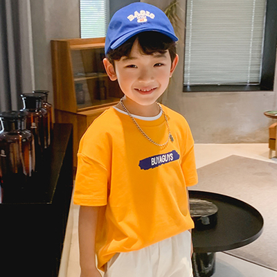 New Children's Summer T-shirt pure cotton sports breathable cool short sleeved top is suitable for boys aged 4-15