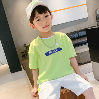 New Children's Summer T-shirt pure cotton sports breathable cool short sleeved top is suitable for boys aged 4-15