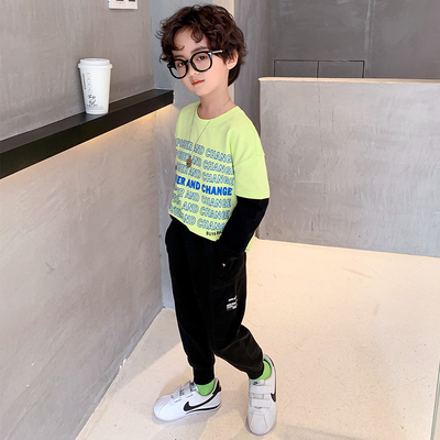 Children's suit Multicolor spring and autumn children's printed two-piece set for boys, suitable for children aged 4-16