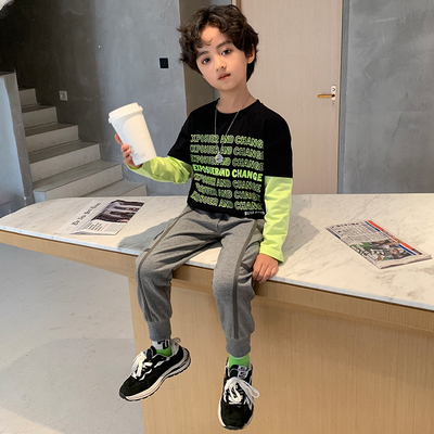 Children's suit Multicolor spring and autumn children's printed two-piece set for boys, suitable for children aged 4-16