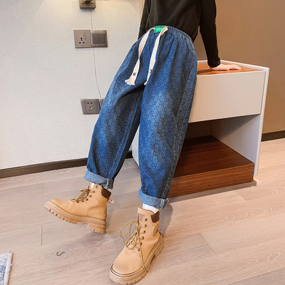 Girls jeans spring and fall children's clothing straight leg casual versatile pants suitable for children 4-16 years old