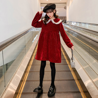 Children dress girl CLOTHING autumn winter installs red corduROY princess skirt girl skirt sell hot new products