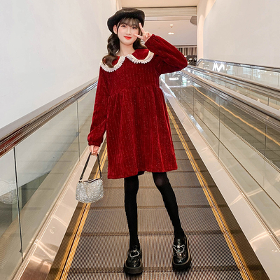 Children dress girl CLOTHING autumn winter installs red corduROY princess skirt girl skirt sell hot new products