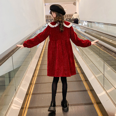 Children dress girl CLOTHING autumn winter installs red corduROY princess skirt girl skirt sell hot new products