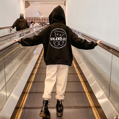 Kayısı Siyah Çocuk Kışlık Giysiler Kız Zip Up Hoodie Elastik Manşetler