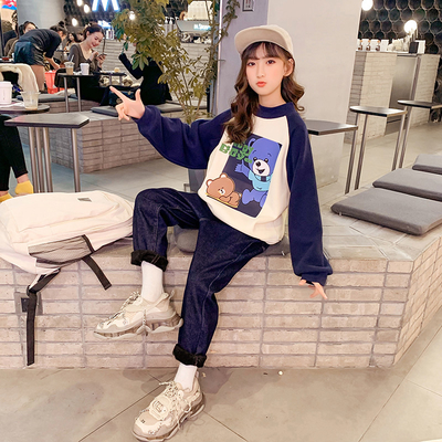 Raglan Sleeves Childrens Spring Clothes Girls Casual Round Neck Pullover