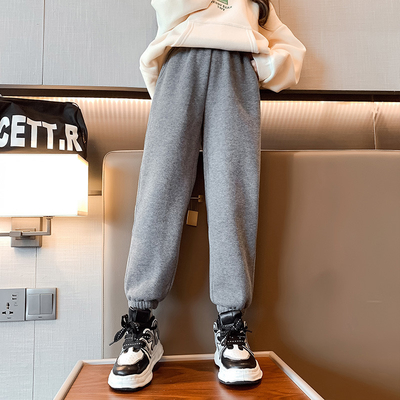 Size 120-170 Childrens Winter Clothes Thickened Warm Girls Joggers Sweatpants