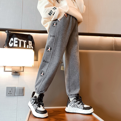 Size 120-170 Childrens Winter Clothes Thickened Warm Girls Joggers Sweatpants
