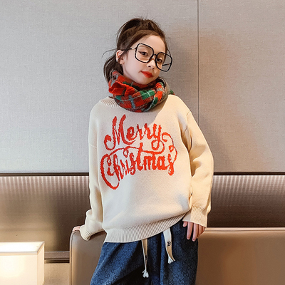 Creative Design Round Neck Knitted Sweater Top For Children Aged 4-16