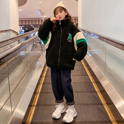 Embroidered Lambswool Girls Outerwear Jacket With Cotton Padded
