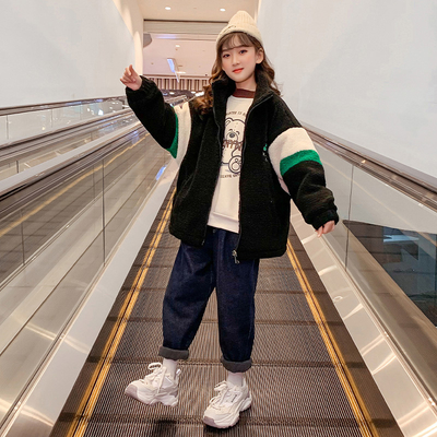 Embroidered Lambswool Girls Outerwear Jacket With Cotton Padded