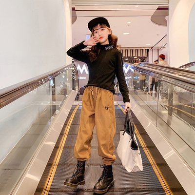 Spring Autumn Long Sleeve Turtleneck Undershirt Smiling Face Print Solid Color Size 120-170