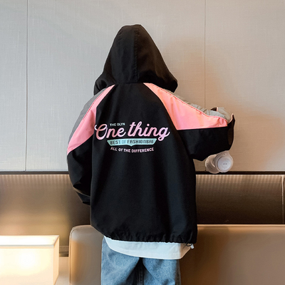 Spring Autumn Warm Little Girls Clothes Monogrammed Print Black Girls Coat