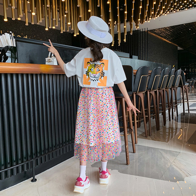 Short Sleeve Little Girls Clothes Big Children Summer Gauze Skirts And Tops