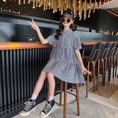 Checkered Childrens Dress Clothes Black And White Plaid Shirt Dress