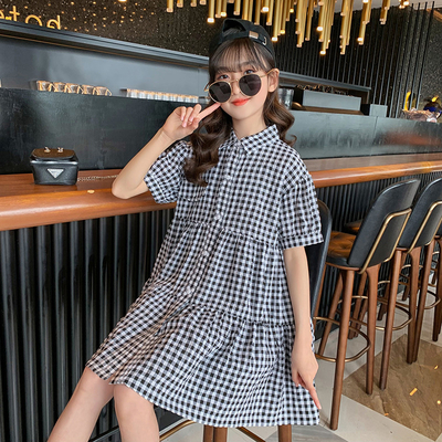 Checkered Childrens Dress Clothes Black And White Plaid Shirt Dress