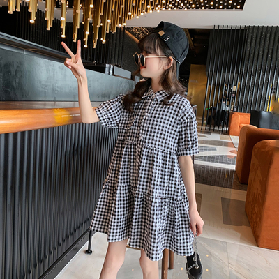 Checkered Childrens Dress Clothes Black And White Plaid Shirt Dress