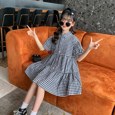 Checkered Childrens Dress Clothes Black And White Plaid Shirt Dress