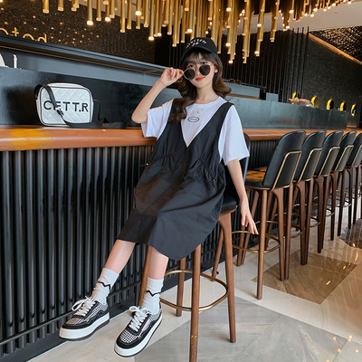 Big Childrens Dress Clothes Girls Summer Fake Two Piece Dress Web Celebrity Version