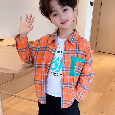 Spring Autumn Teen Boys Clothes Pastoral Style Big Boys Plaid Shirt