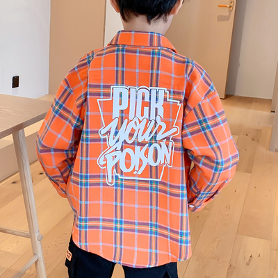Spring Autumn Teen Boys Clothes Pastoral Style Big Boys Plaid Shirt