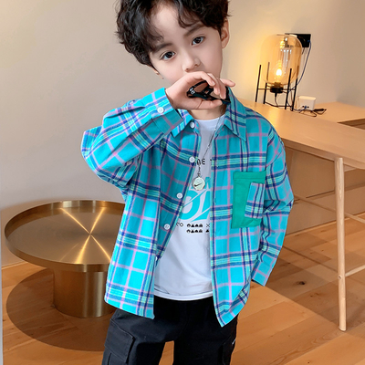 Spring Autumn Teen Boys Clothes Pastoral Style Big Boys Plaid Shirt