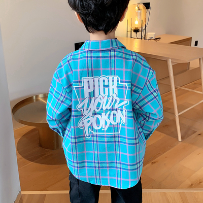 Spring Autumn Teen Boys Clothes Pastoral Style Big Boys Plaid Shirt