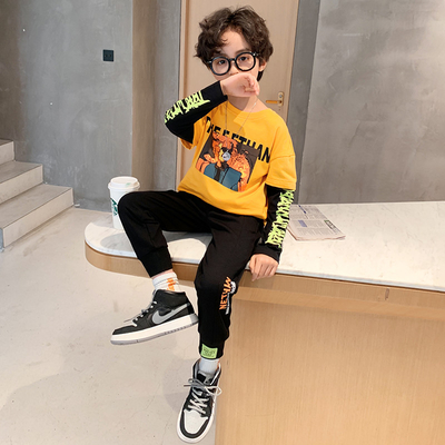 Two Fake Pieces 6 Years Old Kids Boys T Shirt Spring Fashion