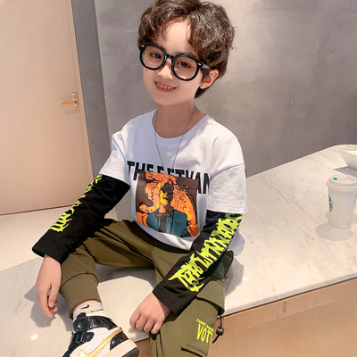 Two Fake Pieces 6 Years Old Kids Boys T Shirt Spring Fashion