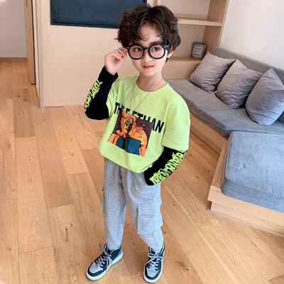 Two Fake Pieces 6 Years Old Kids Boys T Shirt Spring Fashion