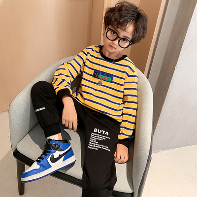Long Sleeved Teen Boys Clothes Breathable Pure Cotton Boys Striped Top