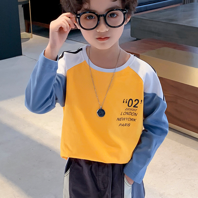 Tide Splicing Teen Boys Clothes Long Sleeved Color Block Raglan Sleeve Pullover